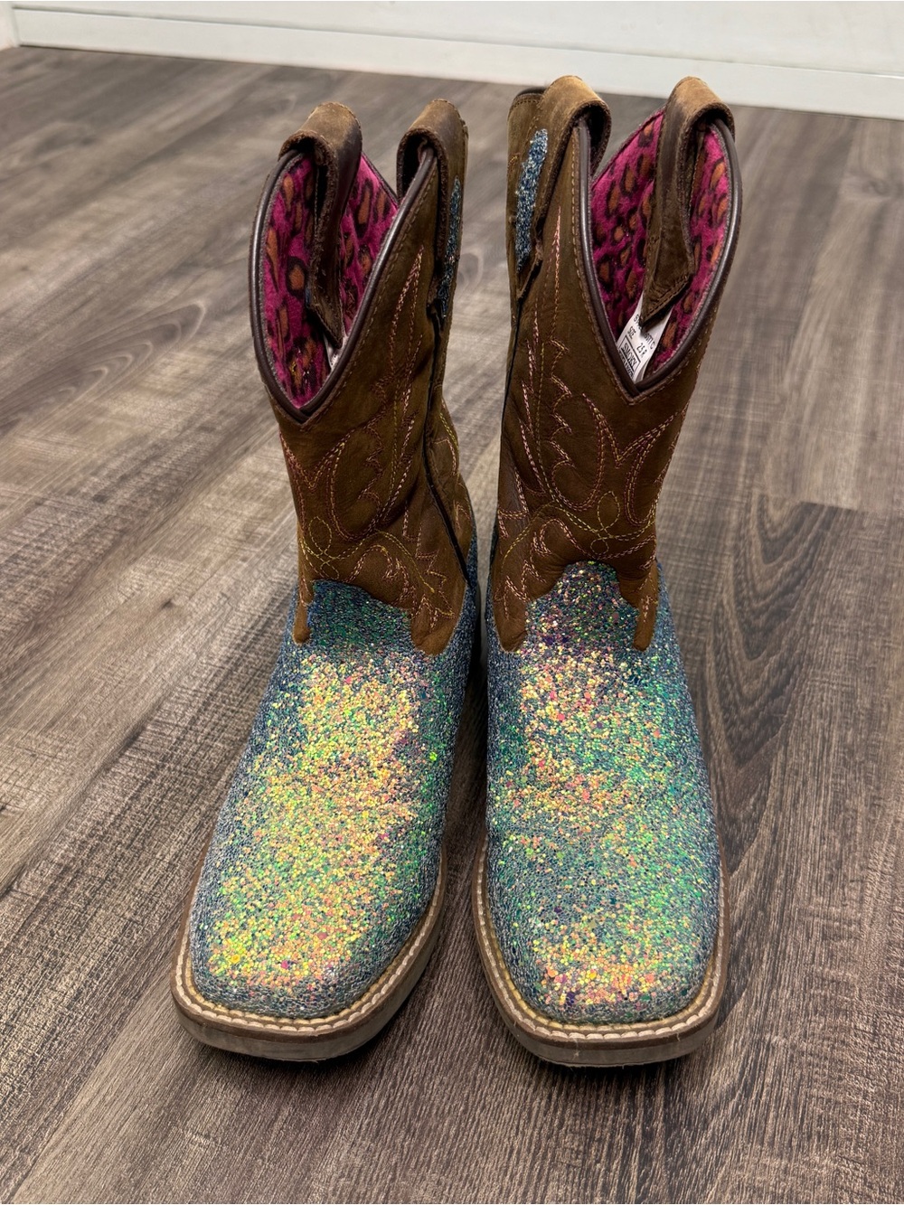 Smokey Mountain cowgirl boots blue glitter kids size 2.5